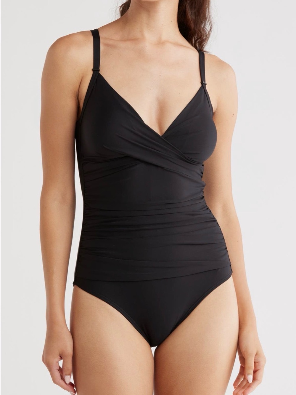 Dkny Black ruched  One-Piece Swimsuit with tummy control classic design
